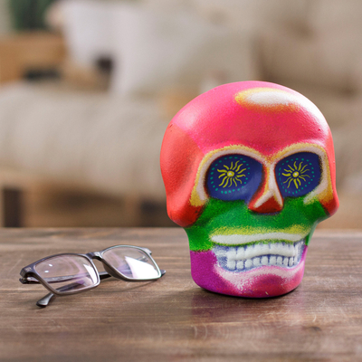 Ceramic mask, 'Underworld Face' - Day of the Dead Hand-Painted colourful Ceramic Skull Mask