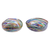 Handblown glass dessert bowls, 'Hypnotic Flavors' (pair) - Pair of Colorful Striped Handblown Glass Dessert Bowls