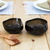 Handblown glass dessert bowls, 'Dark Flavors' (pair) - Pair of Black Handblown Glass Dessert Bowls from Mexico