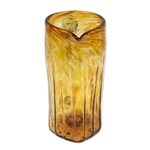 Blown recycled glass pitcher, 'Garden Relaxation in Amber' - Hand Blown Eco-Friendly Recycled Glass Pitcher in Amber