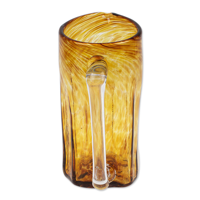 Krug aus geblasenem recyceltem Glas - Mundgeblasener, umweltfreundlicher Krug aus recyceltem Glas in Bernstein
