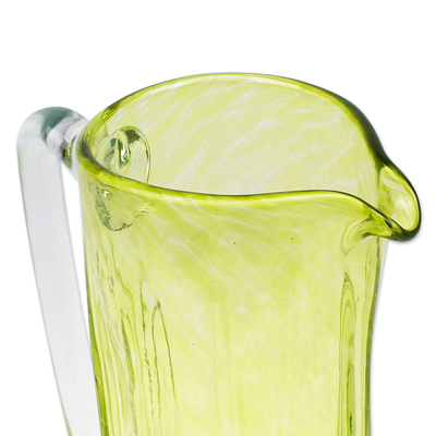 Jarra de vidrio reciclado soplado - Jarra de vidrio reciclado ecológico soplado a mano en verde