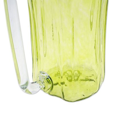 Jarra de vidrio reciclado soplado - Jarra de vidrio reciclado ecológico soplado a mano en verde