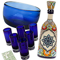 Set de regalo curado, 'Tequila Destiny' - Set de regalo curado de cerámica y vidrio soplado a mano