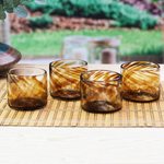 Blown recycled glass juice glasses, 'Amber Relaxation' (set of 4) - 4 Hand Blown Brown Recycled Glass Juice Glasses from Mexico