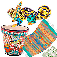 Set de regalo curado, 'Festival del Camaleón' - Set de regalo curado de inspiración zapoteca y alebrije de Talavera
