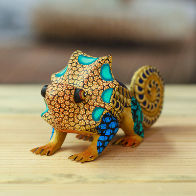 Curated gift set, 'Chameleon Festival' - Talavera Alebrije and Zapotec-Inspired Curated Gift Set