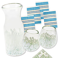 Set de regalo seleccionado - Set de regalo hecho a mano en vidrio azul y blanco y algodón curado