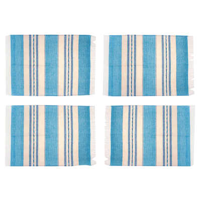 Curated gift set, 'Sky Home' - Handcrafted Blue and White Glass and Cotton Curated Gift Set