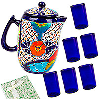 Kuratiertes Geschenkset „Homey Blue“ – handgefertigtes kuratiertes Geschenkset aus blauer Keramik und Glas