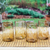 Blown recycled glass tumblers, 'Garden Relaxation in Amber' (set of 4) - 4 Hand Blown Eco-Friendly Recycled Glass Tumblers in Brown