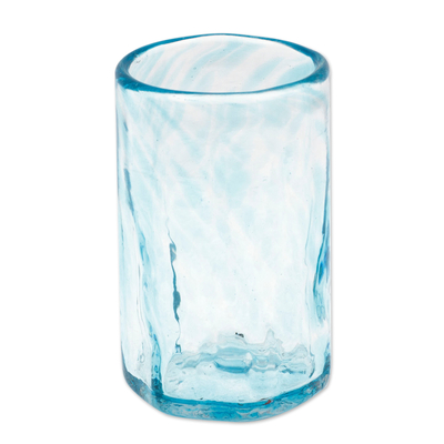 Tequila-Gläser aus mundgeblasenem Recyclingglas (4er-Set) - 4 mundgeblasene blaue Tequila-Gläser aus recyceltem Glas aus Mexiko
