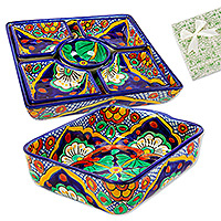 Curated gift set, 'Hidalgo Fiesta' - Curated Gift Set with Appetizer Platter and Casserole Dish