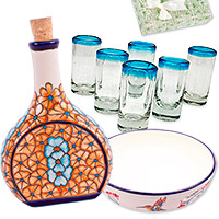 Kuratiertes Geschenkset „Tequila Life“ – handgefertigtes, von Tequila inspiriertes, kuratiertes Geschenkset aus Keramik und Glas