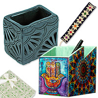 Set de regalo seleccionado - Set de regalo curado de cerámica y madera inspirado en un escritorio hecho a mano