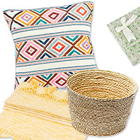 Set de regalo curado, 'Island Spaces' - Set de regalo curado de fibra natural y algodón tejido a mano