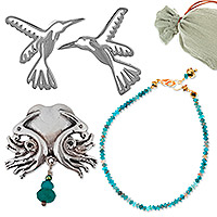 Set de regalo curado, 'Hummingbird Blessing' - Set de regalo curado con piedras preciosas con detalles en oro y temática de colibrí