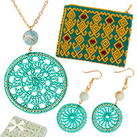 Curated gift set, 'Sylvan Paradise' - Handmade Gold-Accented Cotton and Amazonite Curated Gift Set