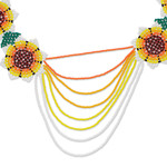 Beaded waterfall necklace, 'Eye-Catching Flowers' - Floral-Themed Waterfall Beaded Huichol Necklace with Strands
