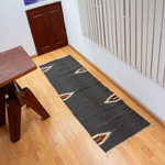 Zapotec wool runner, 'Grey Gleams' (2x6) - Handwoven Geometric Dark Grey Zapotec Wool Runner (2x6)