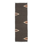 Zapotec wool runner, 'Grey Gleams' (2x6) - Handwoven Geometric Dark Grey Zapotec Wool Runner (2x6)