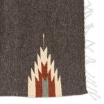 Zapotec wool runner, 'Grey Gleams' (2x6) - Handwoven Geometric Dark Grey Zapotec Wool Runner (2x6)