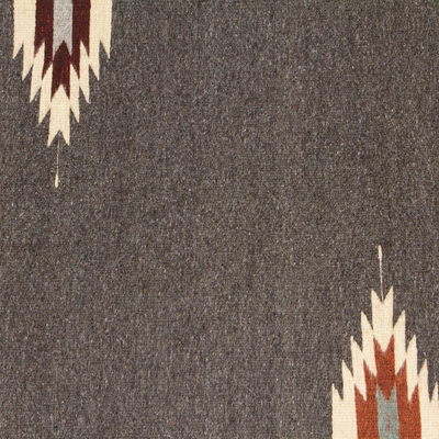 Corredor de lana zapoteca, (2x6) - Corredor de lana zapoteca gris oscuro geométrico tejido a mano (2x6)