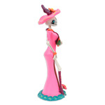 Ceramic sculpture, 'Lady Catrina in Summer' - Hand-Painted Summer Lady Catrina Ceramic Sculpture in Pink