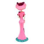 Ceramic sculpture, 'Lady Catrina in Summer' - Hand-Painted Summer Lady Catrina Ceramic Sculpture in Pink