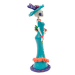 Ceramic sculpture, 'Lady Catrina in Spring' - Painted Spring Lady Catrina Ceramic Sculpture in Teal
