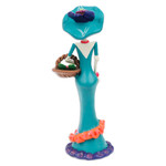 Ceramic sculpture, 'Lady Catrina in Spring' - Painted Spring Lady Catrina Ceramic Sculpture in Teal