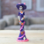 Ceramic sculpture, 'Lady Catrina at Night' - Painted Butterfly Lady Catrina Ceramic Sculpture in Blue