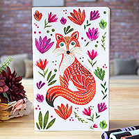 Recycled paper notepad, 'Mexican Fox' - Eco-Friendly Recycled Paper Notepad with Printed Fox Motif