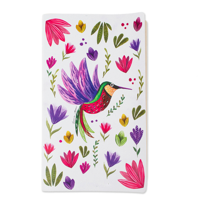 Recycled paper notepad, 'Mexican Hummingbird' - Eco-Friendly Recycled Paper Notepad with Hummingbird Motif