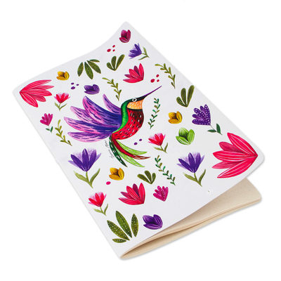 Recycled paper notepad, 'Mexican Hummingbird' - Eco-Friendly Recycled Paper Notepad with Hummingbird Motif