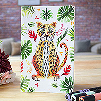 Recycled paper notepad, 'Mexican Jaguar' - Eco-Friendly Recycled Paper Notepad with Jaguar Motif