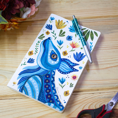 Recycled paper notepad, 'Mexican Wolf' - Eco-Friendly Recycled Paper Notepad with Printed Wolf Motif