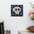 Ceramic wall art, 'Balsam Skull Spring' - Floral Day of the Dead Hand-Painted Balsam Ceramic Wall Art