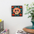 Ceramic wall art, 'Flame Skull Spring' - Floral Day of the Dead Hand-Painted Flame Ceramic Wall Art