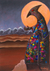 'Contemplation' - Pintura de sacerdote de pájaro acrílico expresionista espiritual firmada
