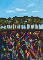 'The Dancers' - Expressionist Abstract Nature colourful Acrylic Painting