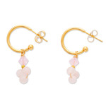 Gold-plated rose quartz half-hoop earrings, 'Classic Affair' - 14k Gold-Plated Rose Quartz Half-Hoop Earrings