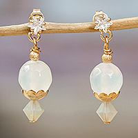 Gold-plated multi-gemstone dangle earrings, 'Ethereal Days' - Polished 14k Gold-Plated Multi-Gemstone Dangle Earrings