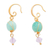 Gold-plated agate dangle earrings, 'Lake Jewels' - 14k Gold-Plated Green Agate Dangle Earrings from Mexico
