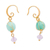 Gold-plated agate dangle earrings, 'Lake Jewels' - 14k Gold-Plated Green Agate Dangle Earrings from Mexico