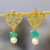 Gold-plated cultured pearl dangle earrings, 'Pearly Grandeur' - Leafy 14k Gold-Plated Cream Cultured Pearl Dangle Earrings