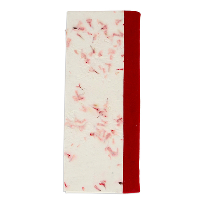 Amate-Notizbuch aus Papier - Handgefertigtes Notizbuch aus rotem Amate-Papier mit Blumenmuster aus Mexiko