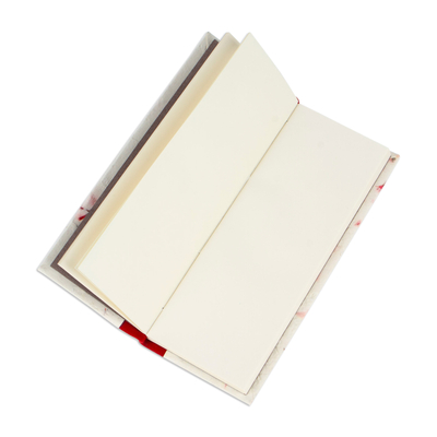 Amate-Notizbuch aus Papier - Handgefertigtes Notizbuch aus rotem Amate-Papier mit Blumenmuster aus Mexiko