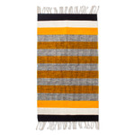 Wool area rug, 'Lines of Sunshine' (2.5x5) - Handloomed Zapotec Striped Wool Area Rug (2.5x5)