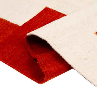 Wool area rug, 'Rust Greca' (2.5x5) - Handloomed Zapotec Greca-Patterned Wool Area Rug (2.5x5)